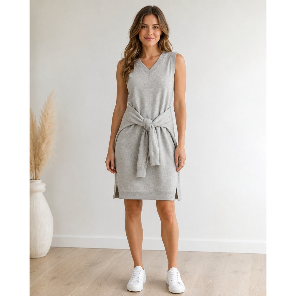 AKIRA CHICAGO Avante‎ Gaurd Grey Sleeveless Tie Waist Sweatshirt Dress Size S